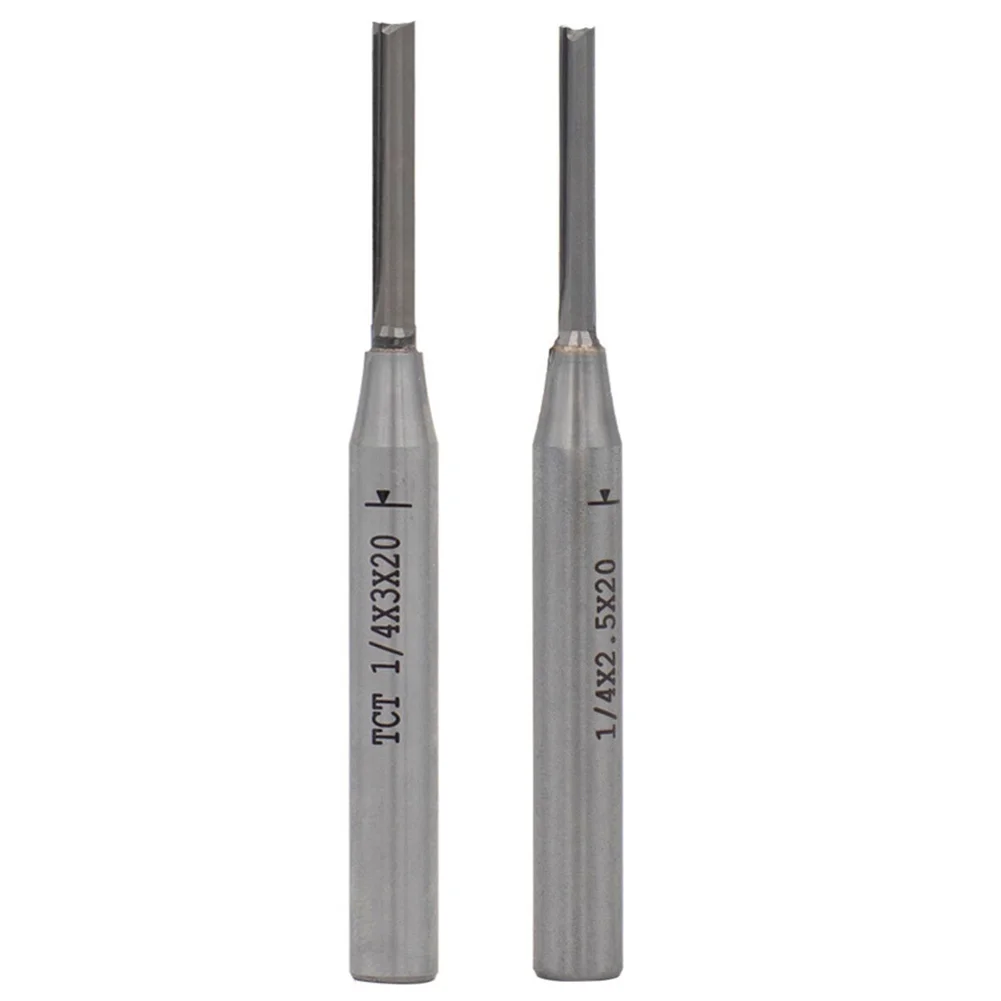 TCT Double Edged Straight Router Bit 1/4 Inch Shank For Edge Trimmer Small Milling Machine Clean Cutting Wood Plywood MDF Board