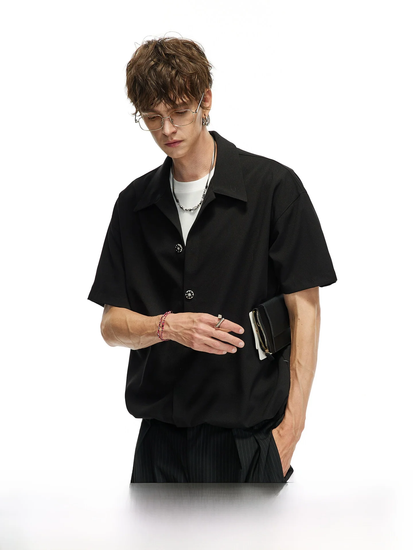 

Men's Casual Short Sleeve Shirt Deconstructed Fashionable Spring Summer Polyester Blend Wear Resistant Loose Fit Button up