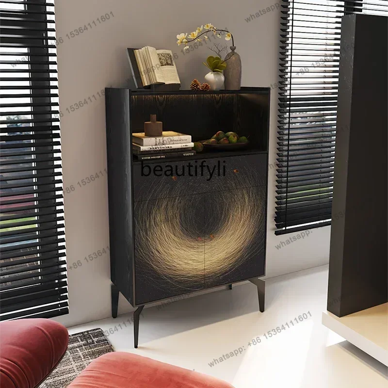 Italian designer wooden corner cabinet, minimalist and modern installation-free floor-to-ceiling integration