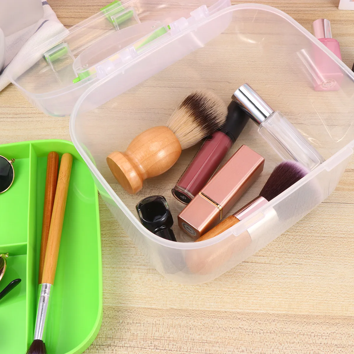 

Герметичный двухъярусный контейнер для косметики с гладкими краями, из термостойкого полипропилена, для таблеток и маникюрных инструментов