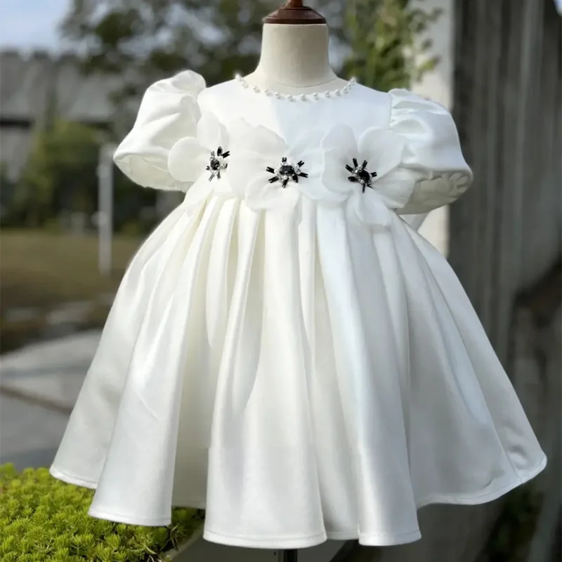

Children's Flower girl white wedding Little girl officiating Birthday princess dress