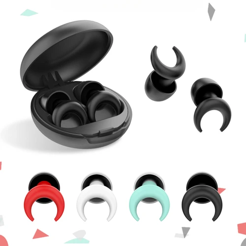 Tapones para los oídos insonorizados con cancelación, tapones para los oídos de silicona con forma de luna, Tapones de natación impermeables, protección auditiva Para-Dormir