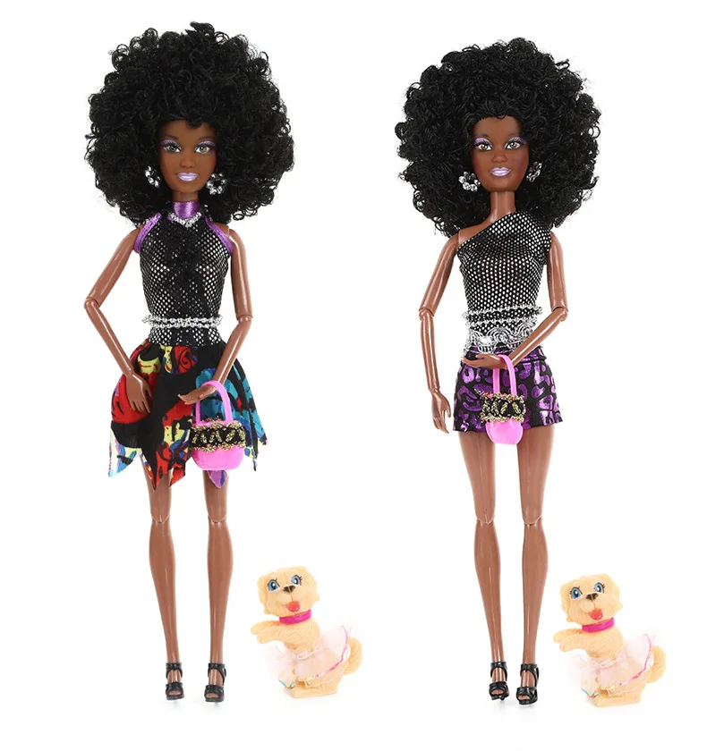 Fashion Trend African Chocolate-coloured Girl Princess Doll Toy Creative Joints Movable Children's Play House Toy Birthday Gifts