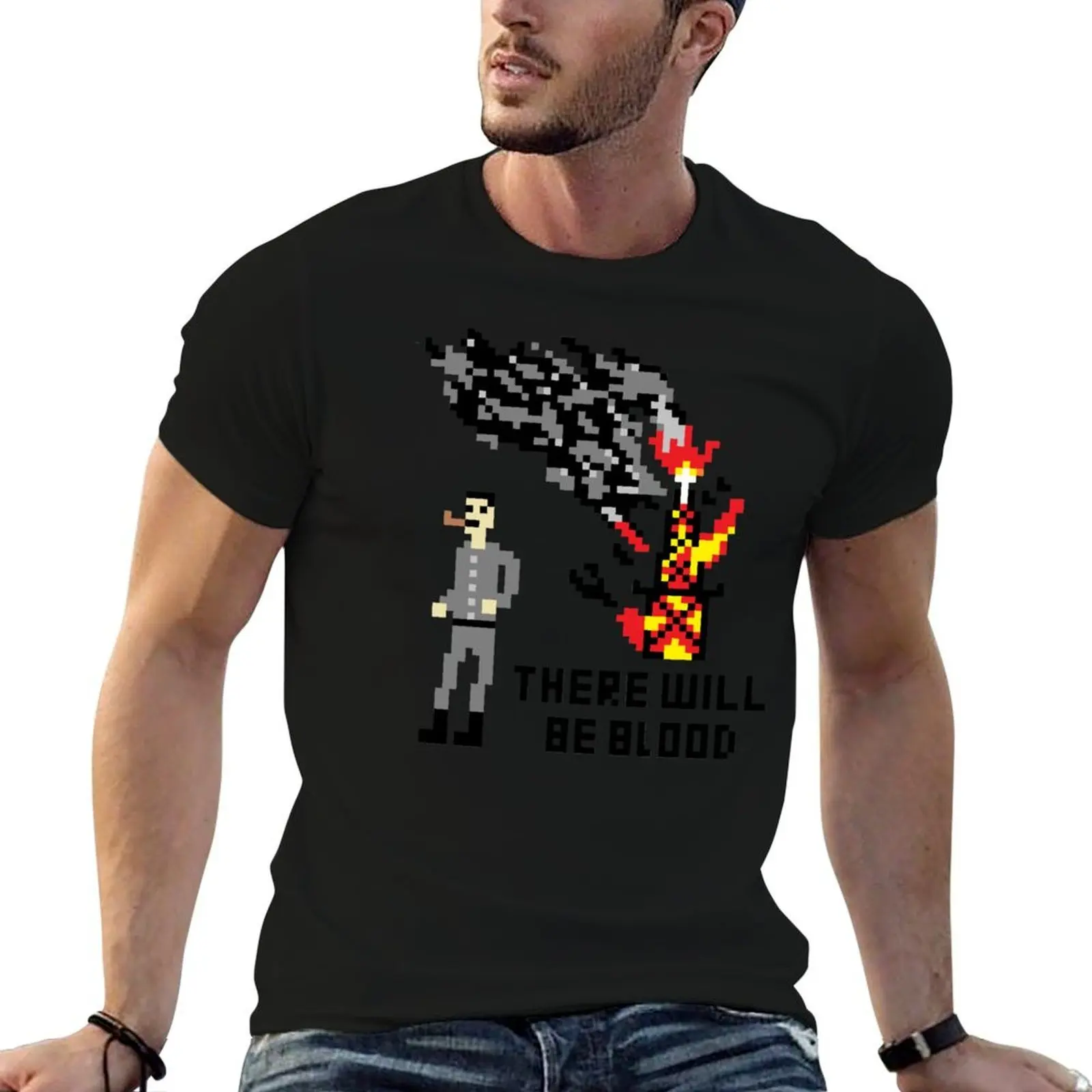 There Will Be Blood Pixel T-Shirt customs oversized black t shirts for men