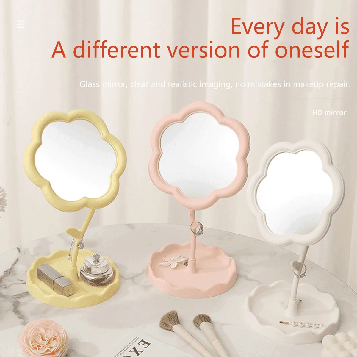 Sonnenblume Make-Up Spiegel Mädchen Kommode Desktop Hängen Schmuck Schönheit Spiegel Schlafzimmer Wohnheim Dressing Spiegel Abnehmbare Tragbare ﻿