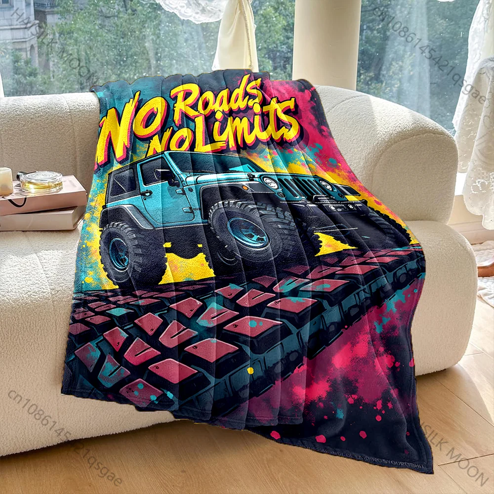 1PC Off-road jeep climbing big tires poster Print Adult Children Warm Blankets Home Travel Car Soft Comfortable luxury gift