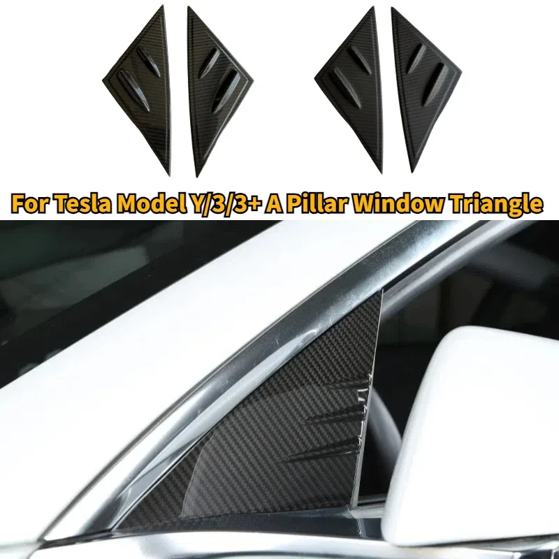 

Car A-pillar Window Guide Cover 100% Dry Real Carbon Fiber Spoiler for Tesla Model 3 Y 3+ Exterior Decoration Car Accessories