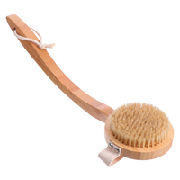 1pc Wooden Bath Brush Long Handle Scrub Bristles Shower Back Cleaning Body Massage Tool Eco Friendly Durability Comfortable Grip