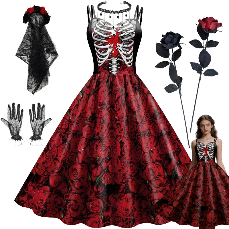 Mädchen Halloween Cosplay Vampir-Kostüm Mädchen Schwarzes Tutu-Kleid Karnevalskostüme für Kinder Gotische Horror-Kleidung Halloween-Geschenke