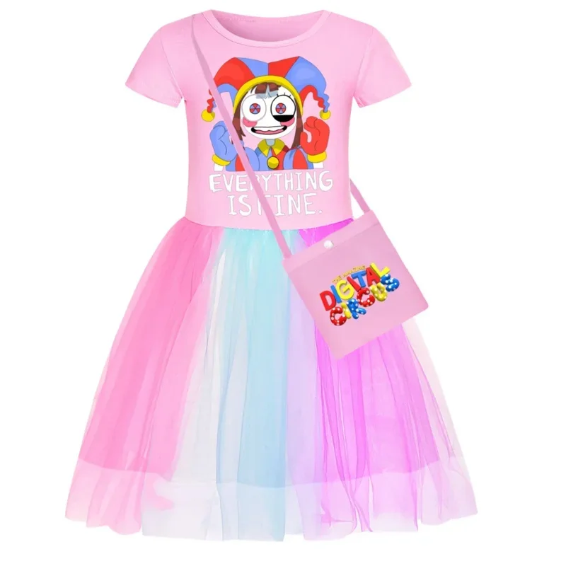 ภาพยนตร์ใหม่ The Amazing Digital Circus Fly Sleeve ชุดเด็กผู้หญิงพร้อมกระเป๋าเด็กวันเกิด Party Cosplay ชุดลําลอง