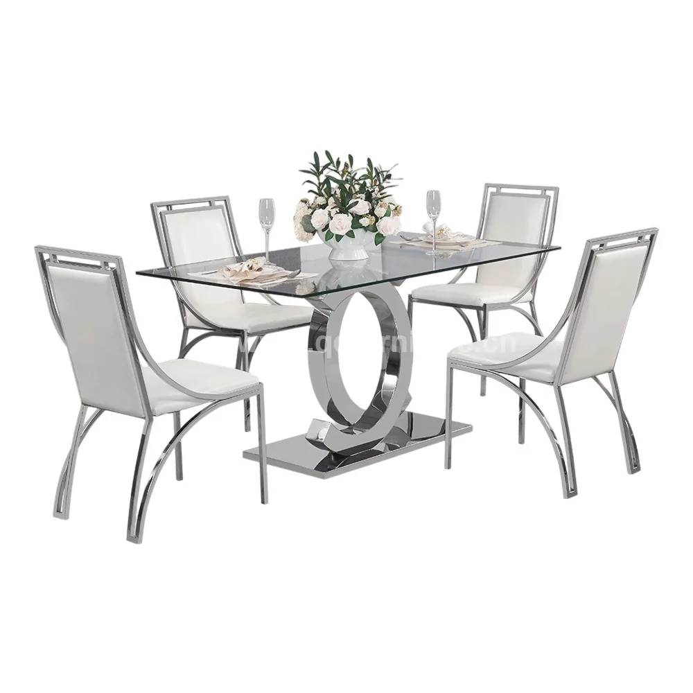 

Light luxury glass dining table Modern simple home high-end designer high-end restaurant Stainless steel creat