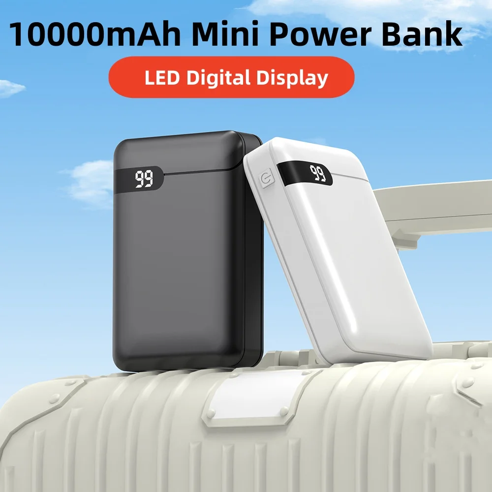

10000mAh Mini Power Bank Dual USB Mobile Phone Charger Powerbank for iPhone 16 Samsung Xiaomi Huawei External Battery Poverbank