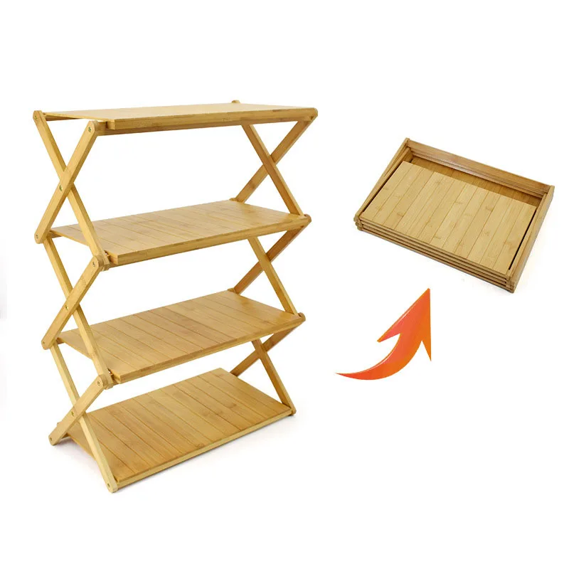 Outdoor camping portable shelf Picnic tableware storage rack Folding Multi layer Storage Rack Phoebe material Picnic accessories