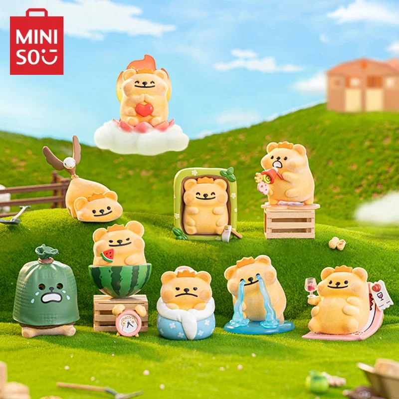 MINISO Bug Bear Easy Life Series Blind Box Cute Flocking Desktop Decoration Ornaments Cartoon Model Children's Toys BirthdayGift