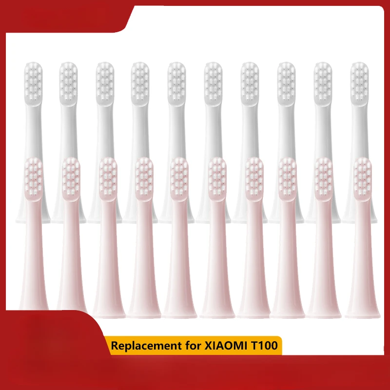 10pcs Replacment Heads For XIAOMI T100 Sonic Electric Toothbrush Soft Vacuum DuPont Whitening Clean Bristle Brush Nozzles Head