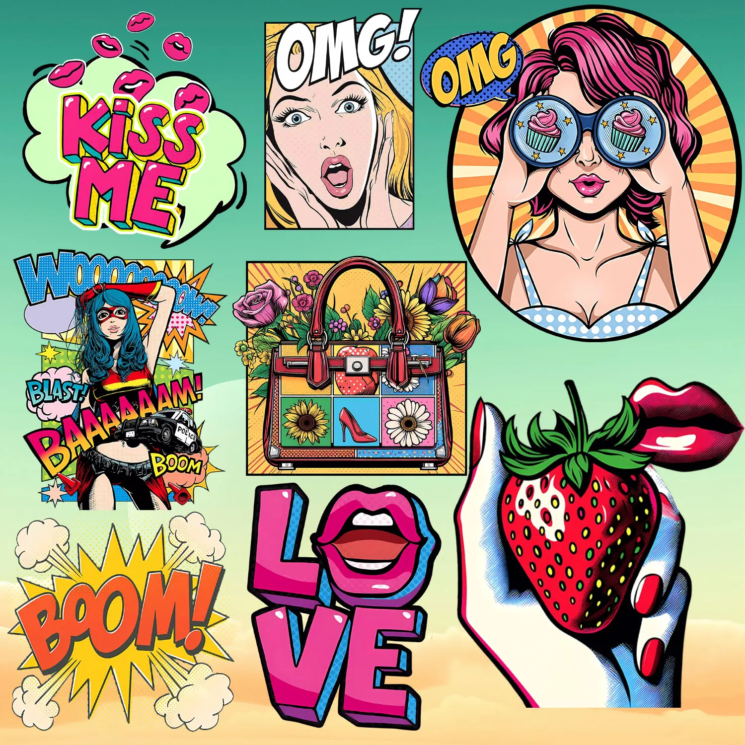 Love Pink Cool Populaire Trendy Kleding voor straatfotografie Opstrijkbare stickers Kleurrijke creaties Gedetailleerde doe-het-zelf decoratie