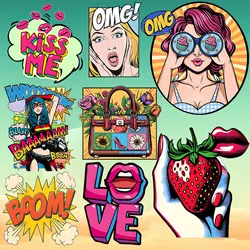 Love Pink Cool Populaire Trendy Kleding voor straatfotografie Opstrijkbare stickers Kleurrijke creaties Gedetailleerde doe-het-zelf decoratie