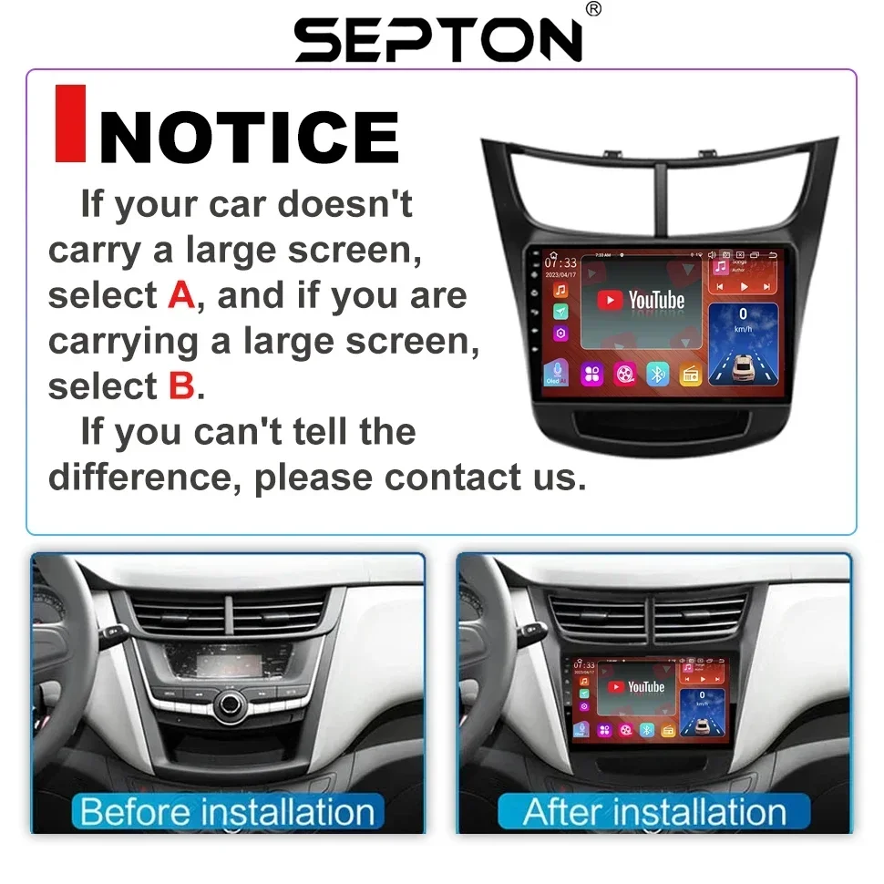 SEPTON 8+128G Car Radio for Chevrolet Sail Aveo 2015-2019 8core Navi Carplay 4G Net Smart Car Systems Automotive Multimedia WIFI