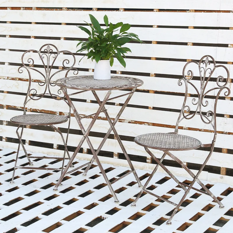 Outer order old tables and chairs outdoor leisure tables and  retro wrought iron round gardening with courtyard garden