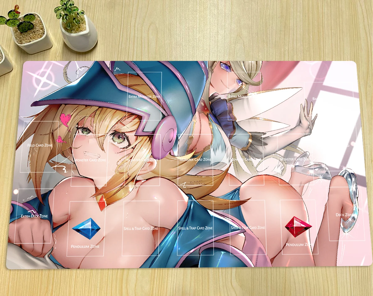 YuGiOh Dark Magician Girl Play Mat TCG CCG gioco da tavolo tappetino da gioco per carte collezionabili tappetino per Mouse personalizzato Anime