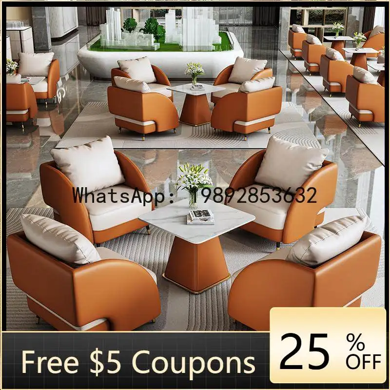 

Z3 Light Luxury Hotel Beauty Salon Sales Office Sofa Rest Area Meeting Reception Reception Leisure Single Table and Chair Set