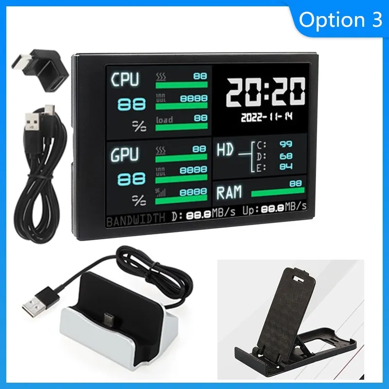3,5 Zoll USB Typ-C IPS Sekundärbildschirm AIDA64 LCD CPU GPU RAM Überwachungsbildschirm Display Unterbildschirm für Computer Laptop