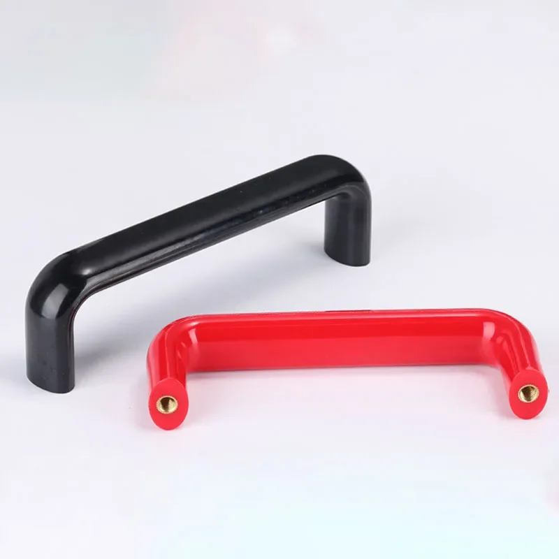 1Pcs Bakelite Plastic Brass Handle Black/Red Pull M6/M8 Hole 90/400mm Mechanical Equipment Door Industry Machine Tools Furniture