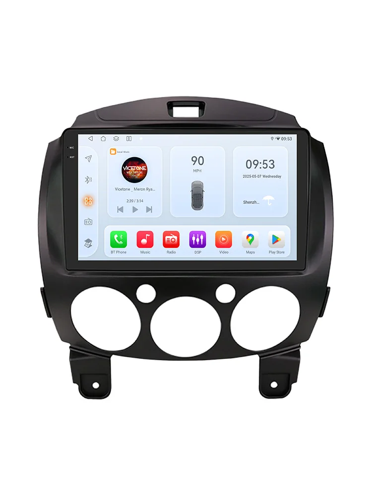 Auto Multimedia Video Player voor MAZDA 2 2007-2014 Android 14 DSP Carplay Stereo GPS Navigatie 2din BT 4G 9 ''door Snapdragon 6115 - afbeelding 2