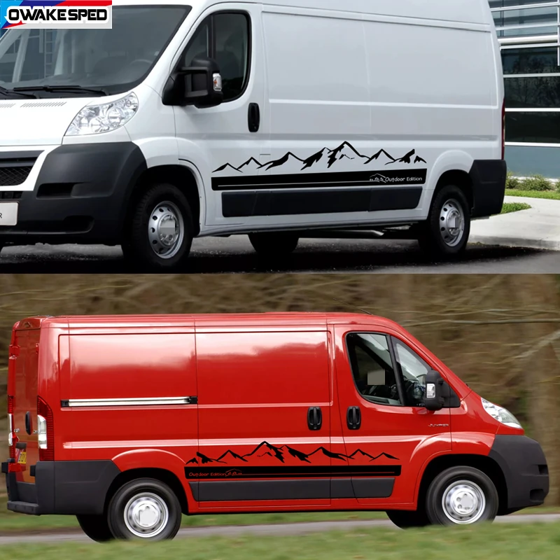 

1set Car Body Door Side Sticker For Citroen Jumpy Jumper Berlingo Dispatch Pacetourer L1L2L3 Van Camper Outdoor Mountain Stripes