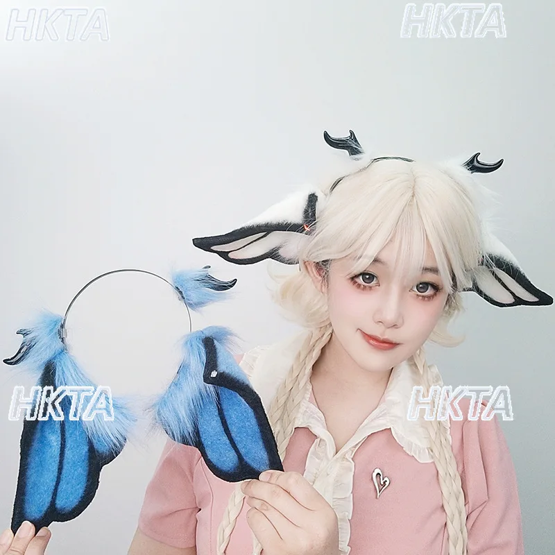 

Хэллоуин Рога демона Фэнтези Истота Головной убор Комикс Выставка Повязка на голову Уши животных Cos Реквизит Готический Y2k Зажимы для ушей в виде овцы Женщины