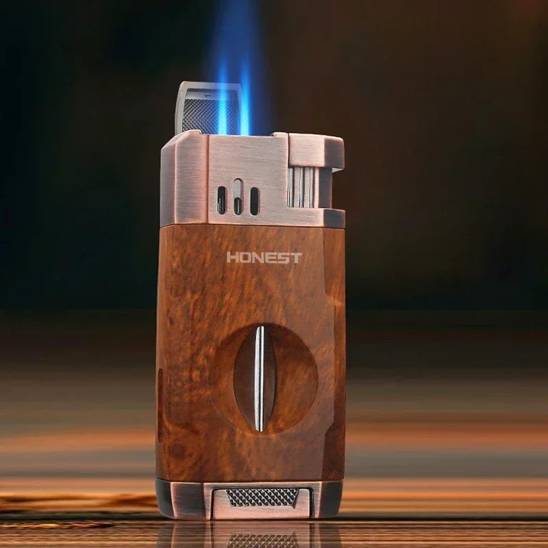 Honest Double Fire Direct-Pulse Cigar Special Lighter Metal V-Cigar Diamond Ignifier Gifts for Boyfriend Wholesale