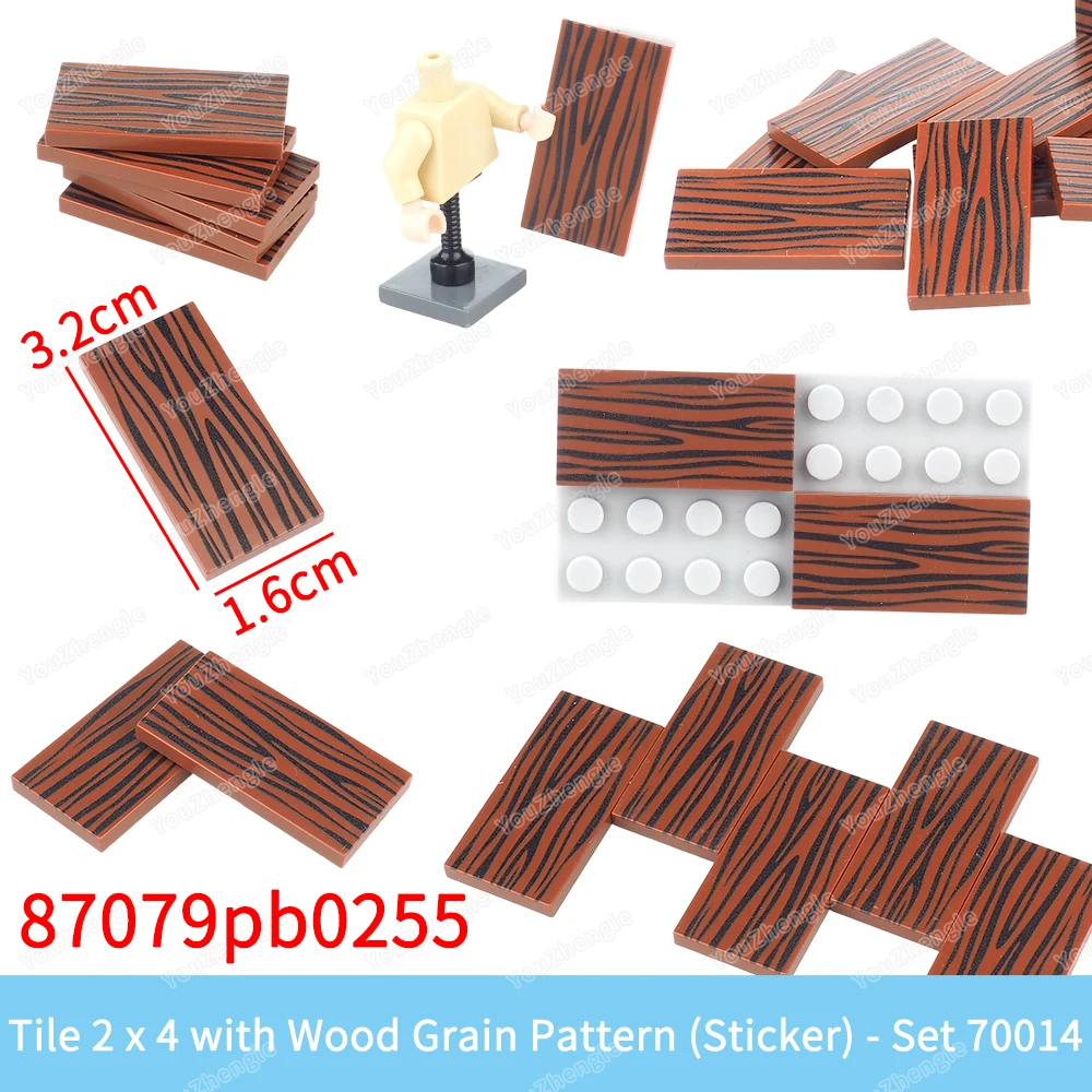 Wood Texture Printed Pattern Building Block 87079 Tiles Base 2x4 Parts 87079 Assembly MOC Figures House Scene Model Gift Boy Toy