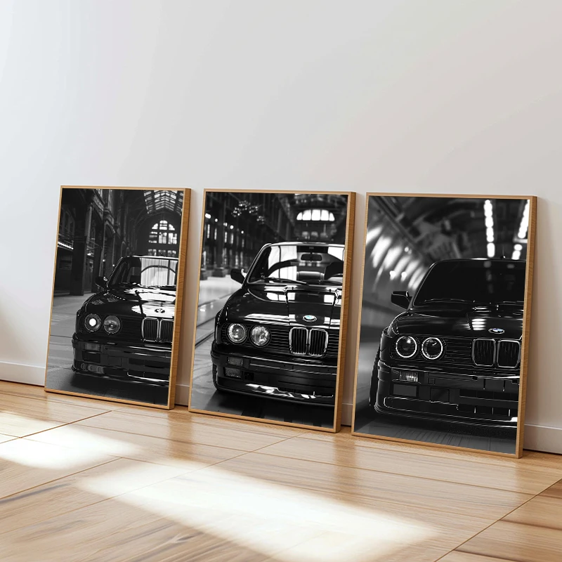Simple Black and White Luxury Sport Car E30 Poster Canvas Painting Print Home Living Room Bar Restaurant Home Decoration