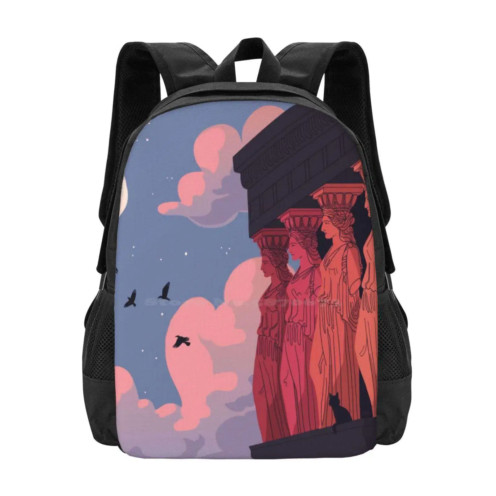 Caryatids At Dusk Backpacks For School Teenagers Girls Travel Bags Ancient Greece Greek Archaeology History Landscape Flaroh