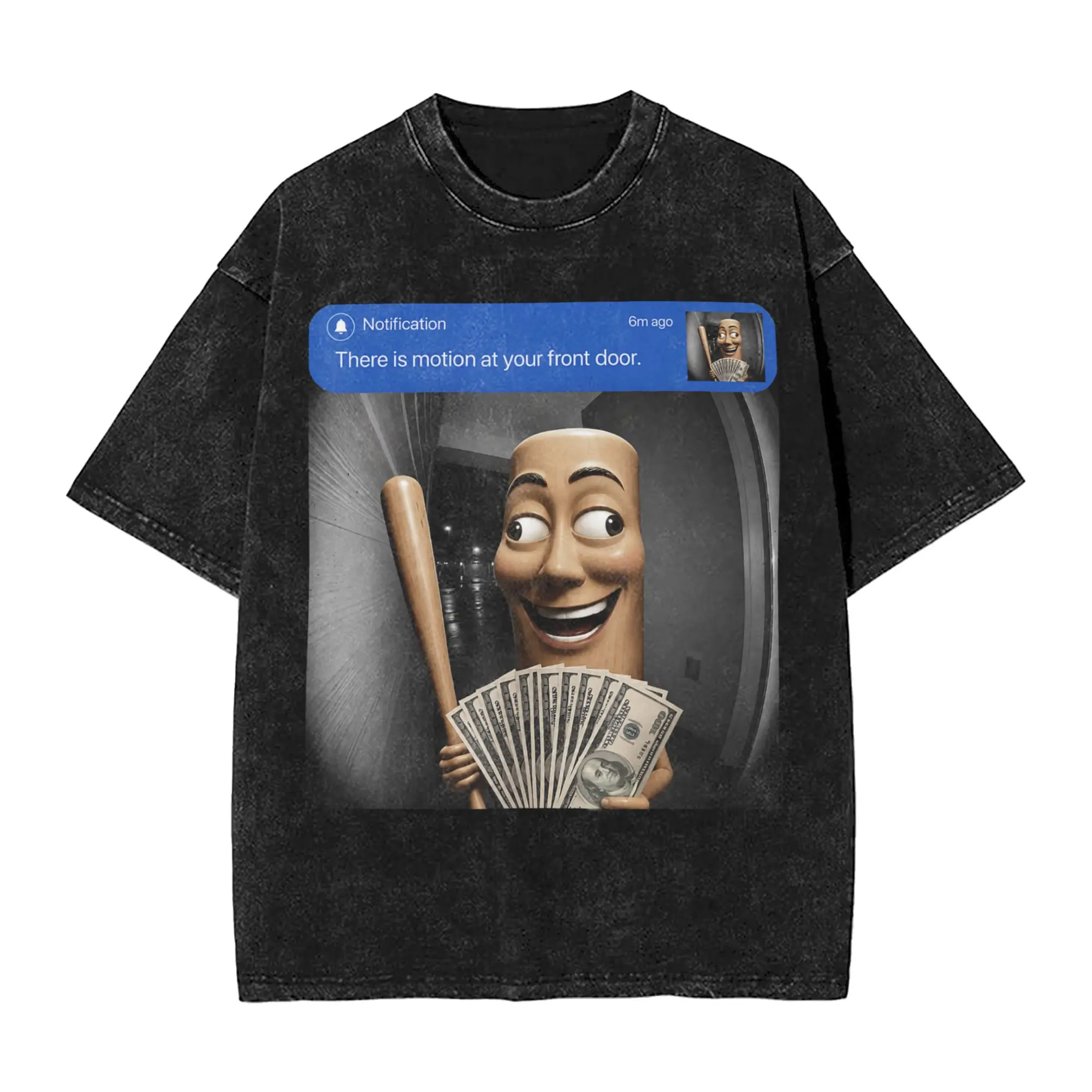 Fun There is Motion At Your Front Door Tung Tung Tung Sahur T-Shirts for Men Cotton Washed T Shirt  Short Sleeve Tees Clothing