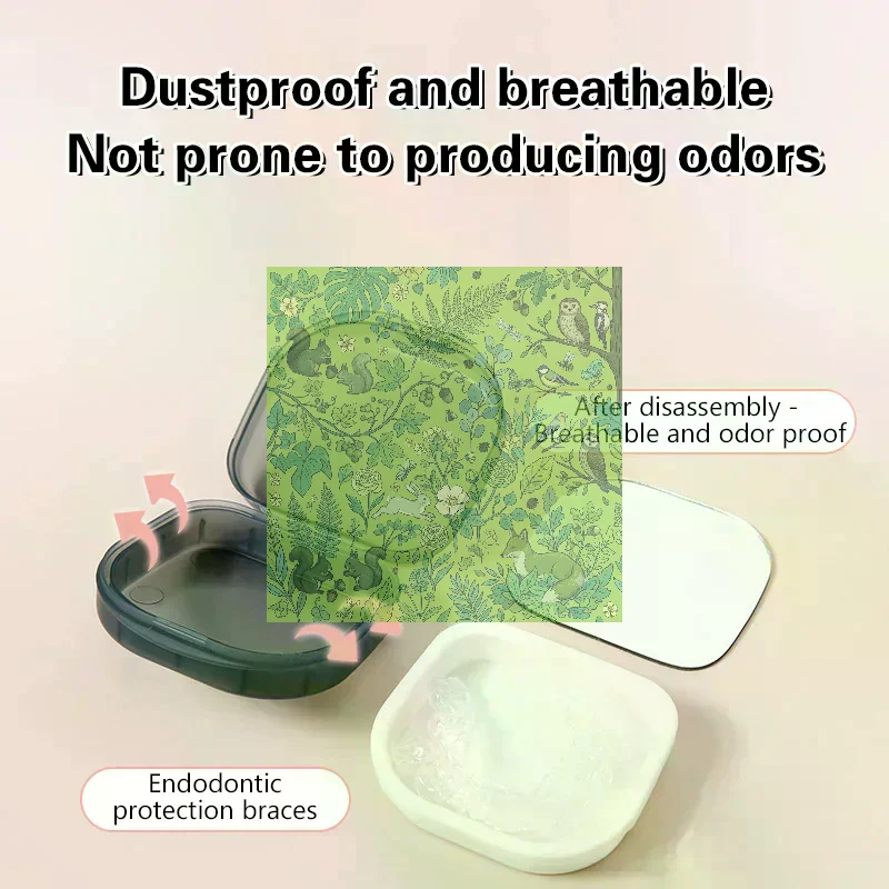Denture Storage Box Elderly Portable False Teeth Box Invisible Braces  Retainer Case With Cover Dustproof Container
