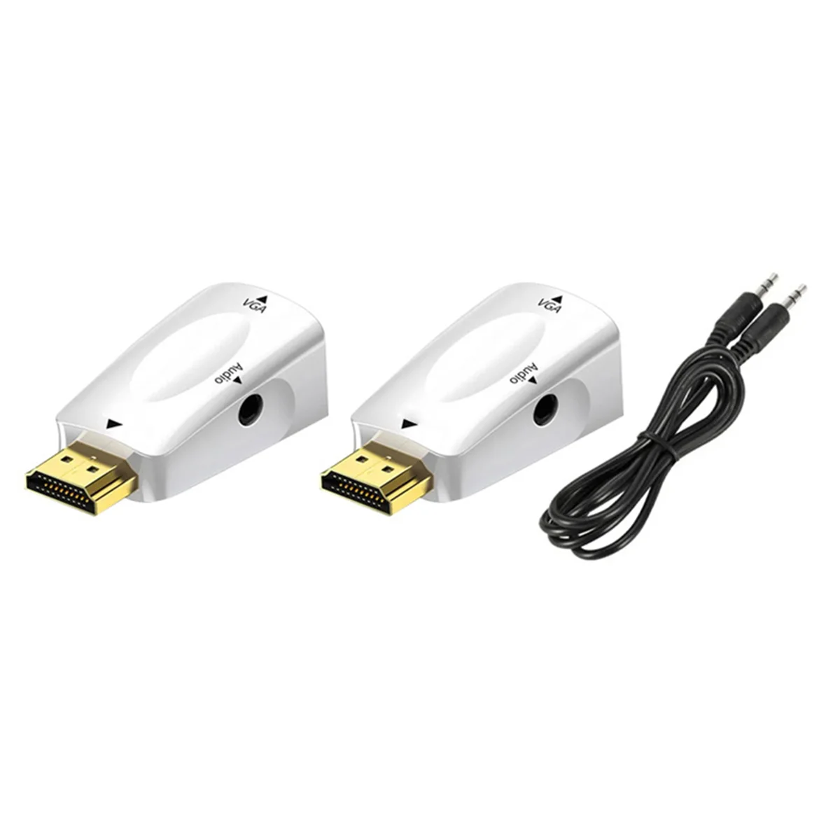 HDMI-Compatible to VGA Adapter HD 1080p Audio Converter Audio Transmission with 3.5mm Jack Audio Converter White