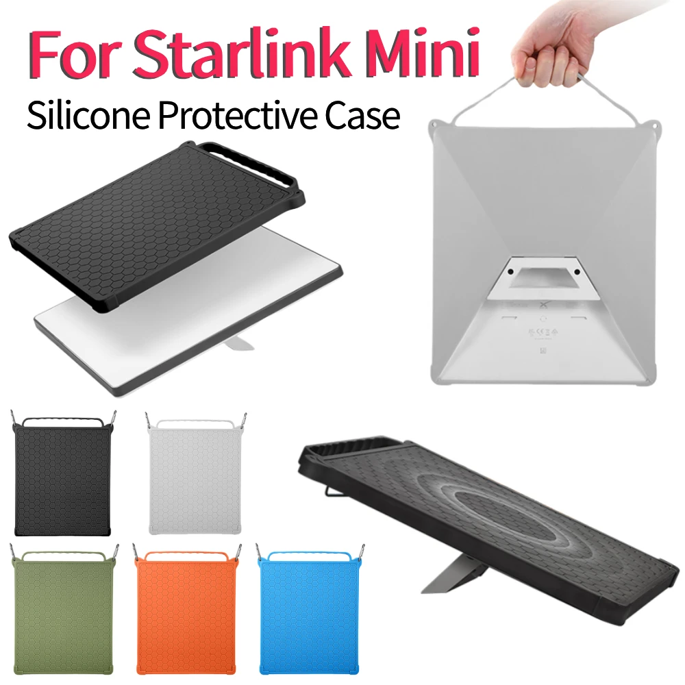 غطاء حماية صغير من Starlink غطاء حماية من السيليكون مضاد للسقوط تغطية كاملة حافظة واقية مضادة للانزلاق وقابلة للغسل مع حلقة تسلق #2