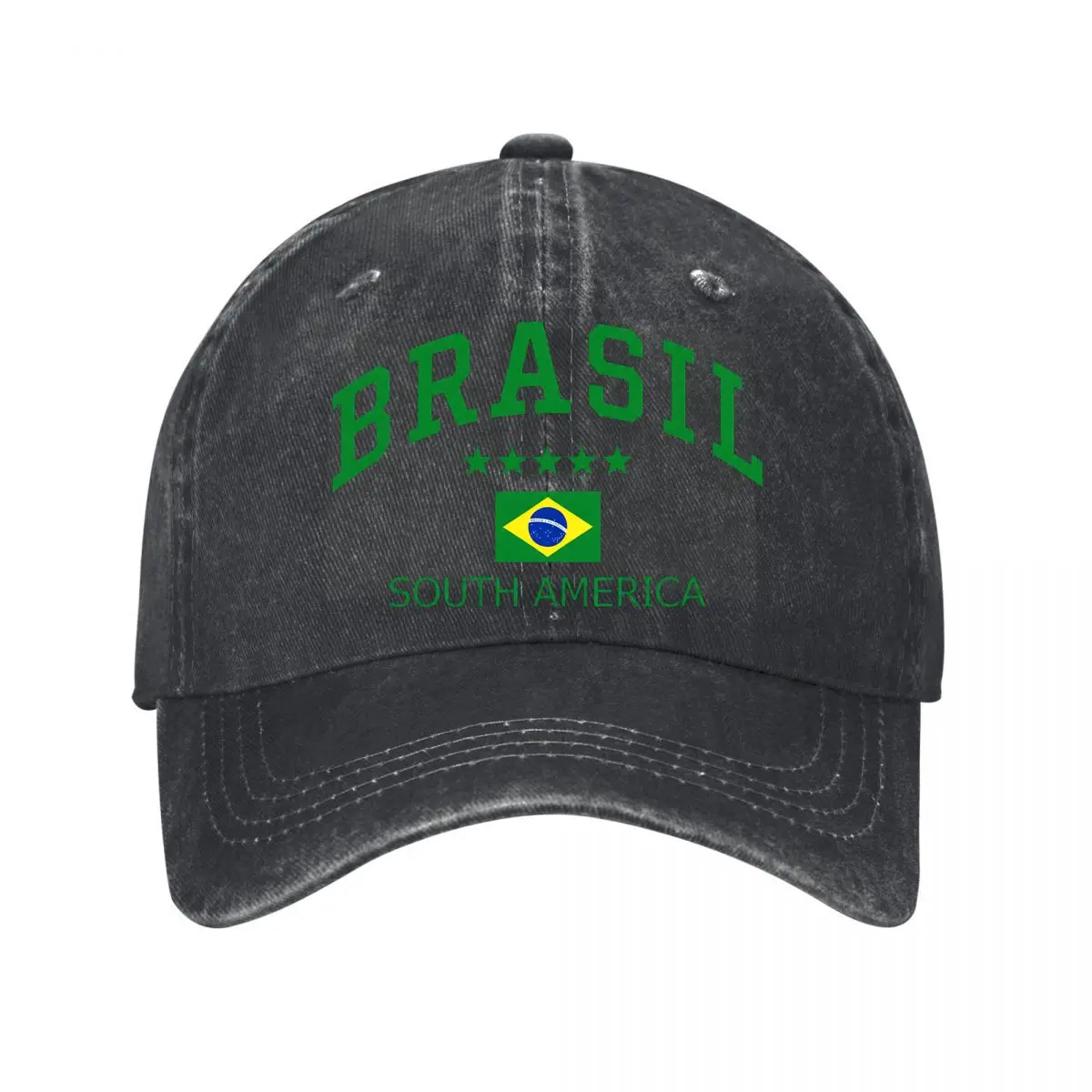 Brasil South America Flag Five Stars Washed Baseball Cap Outdoor Hat