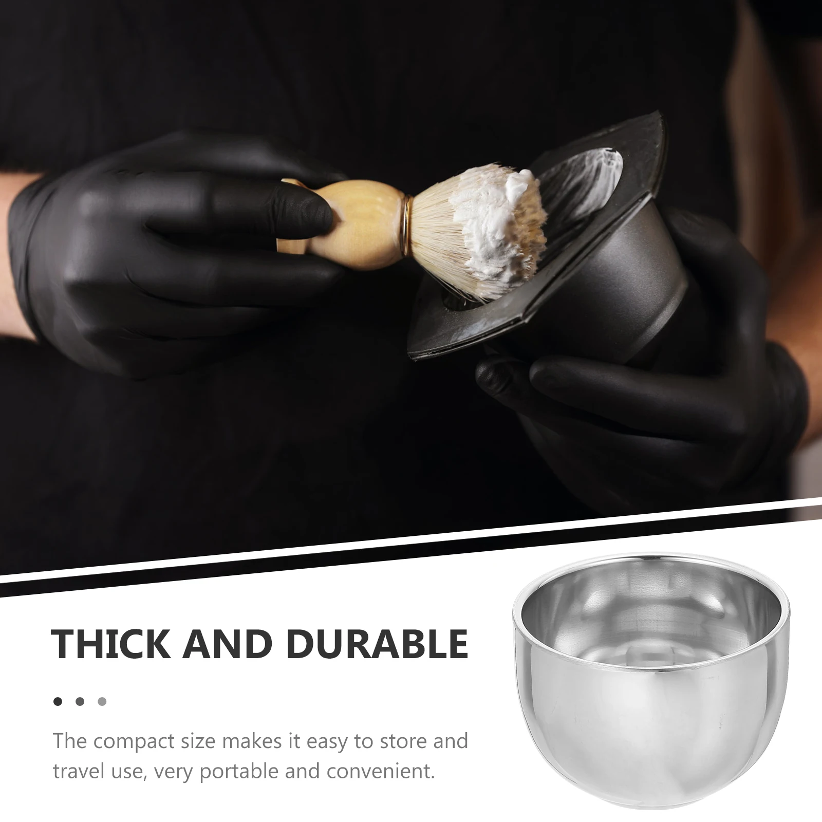 وعاء حلاقة من الفولاذ المقاوم للصدأ، كوب حلاقة منزلي، مستلزمات احترافية للرجال، متينة ومدمجة للسفر، ملحقات حلاقة بقاعدة ثابتة محمولة