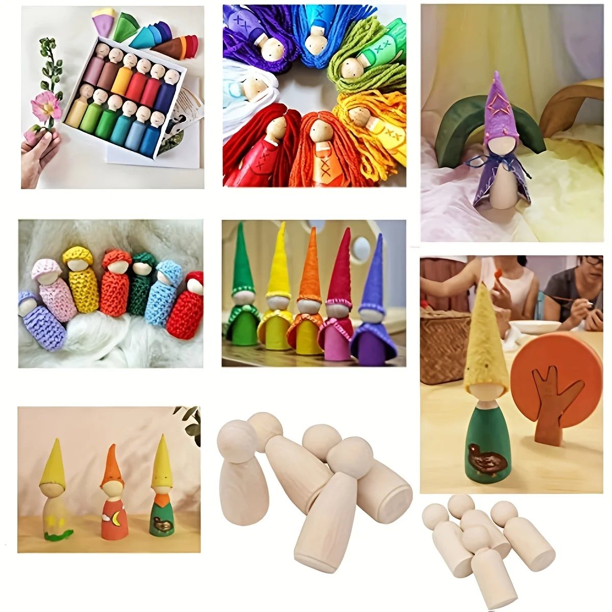 50 Pack Unfinished Wooden Peg Dolls, Peg People, Doll Bodies, Wooden Figures, Decorative Peg Doll People for Kids DIY Art Craft,