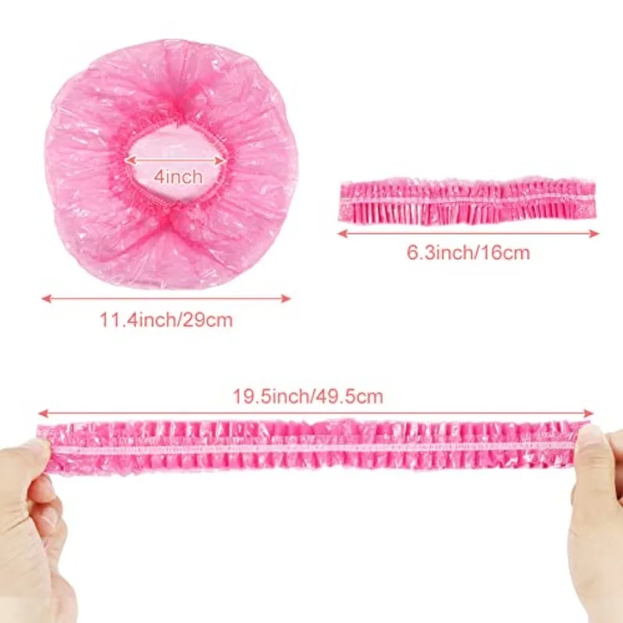 Disposable Shower Caps for Women, 100 Packs Hair Caps Individually Wrapped with Large Elastic Bath Cap for Home, Hotel, Hair Sa