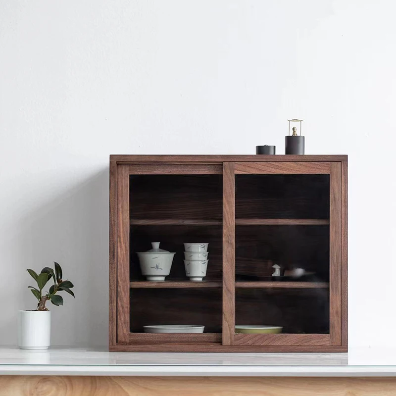 

Настольный шкаф для хранения вещей в гостиной, из массива дерева, с японскими прозрачными стеклянными раздвижными дверцами, с шиповым соединением, мебель для дома