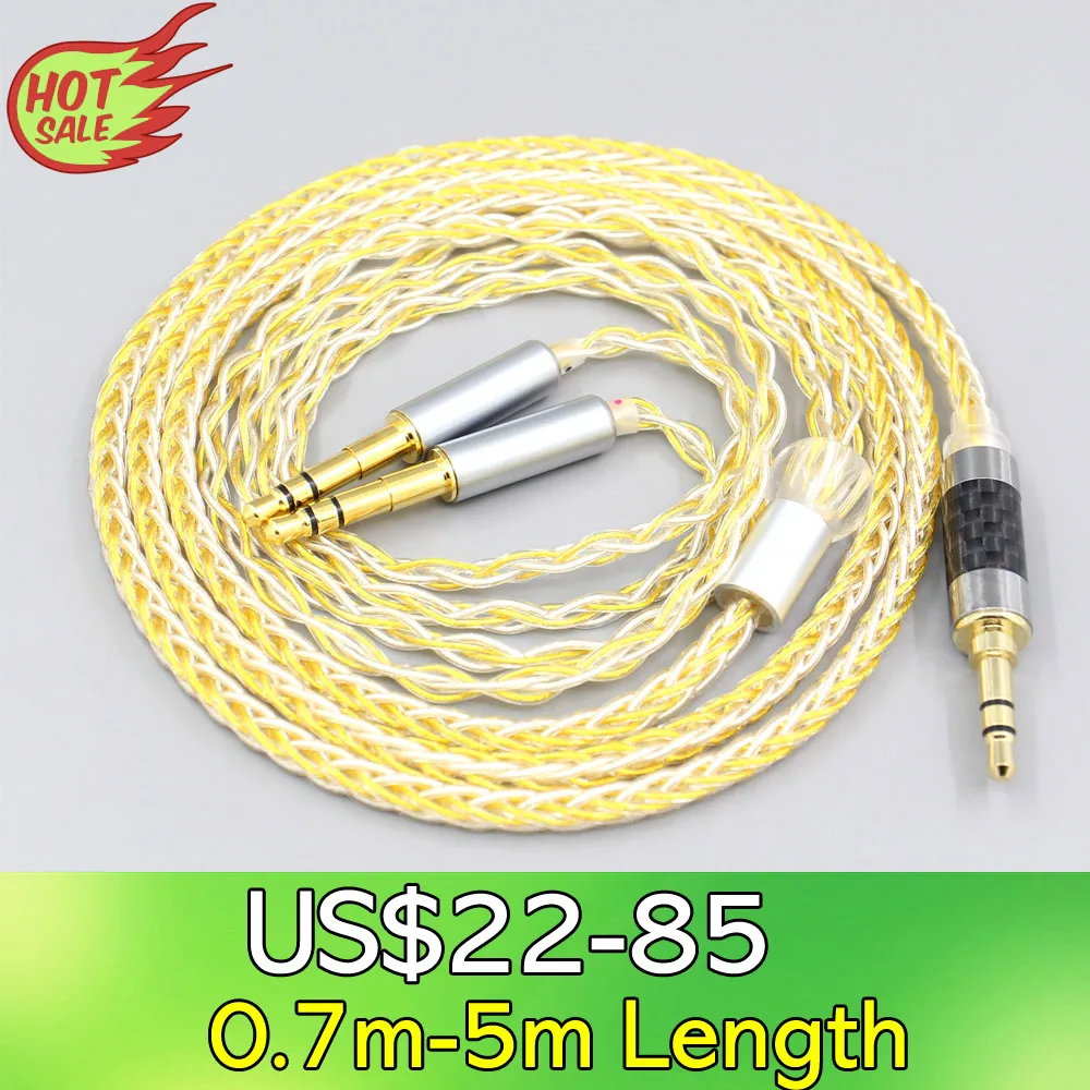 

8-жильный Серебристый позолоченный кабель для наушников LN007328 для ONKYO SN-1 JVC, Φ, McIntosh Labs MHP1000 3,5 мм Pin