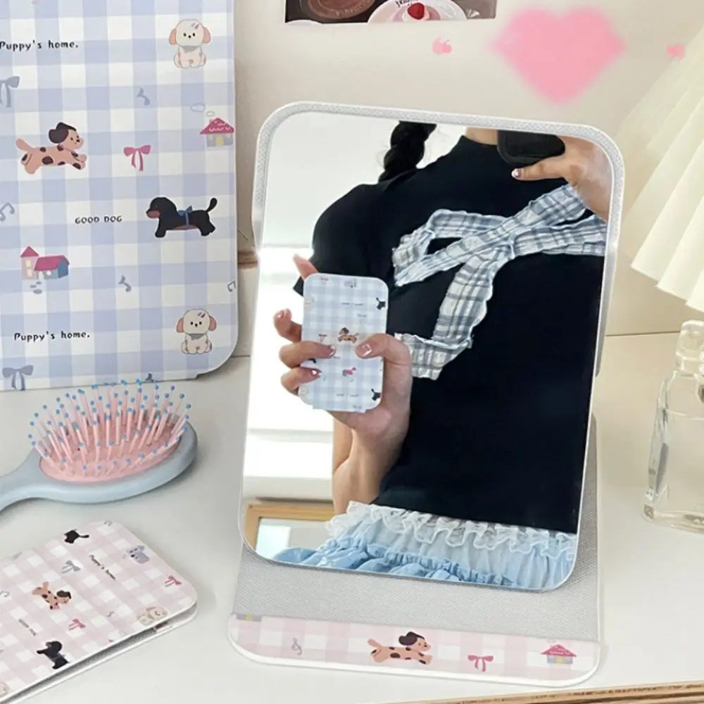 Portable Foldable Makeup Mirrors Cartoon Pattern Stand Handheld Mirror Light Weight Square Cosmetic Mirror