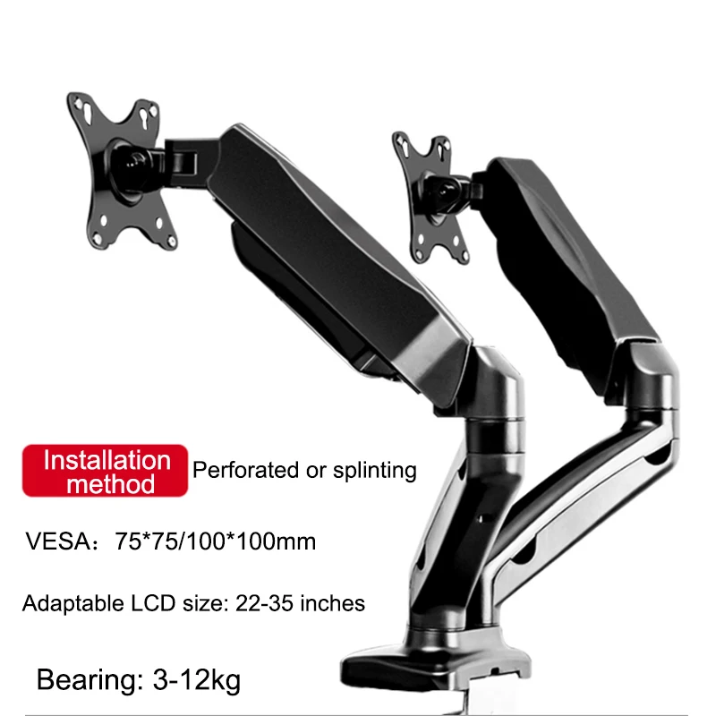 Dual Monitor Mount for 22″–35″ Screens, Adjustable Dual Monitor Stand, with 180° Swivel, Tilt, 360° Rotation for Home Office