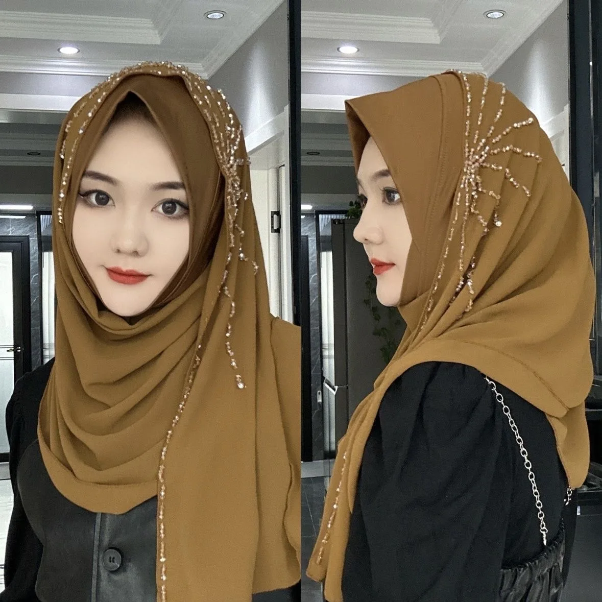 New Year Gift Glitter Wrap Hijab Femme Musulman Shayla