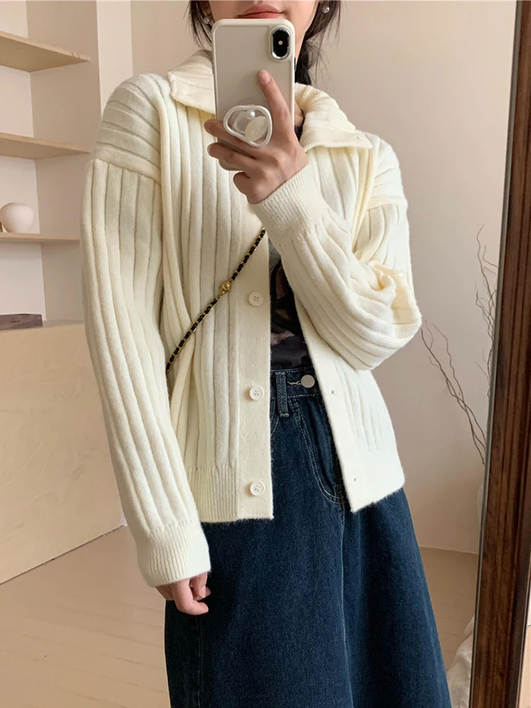 [LANMREM] Turtleneck Knit Cardigan Sweater For Women Single Breasted Long Sleeve Thick Warm Coats 2024 Winter New 26C899