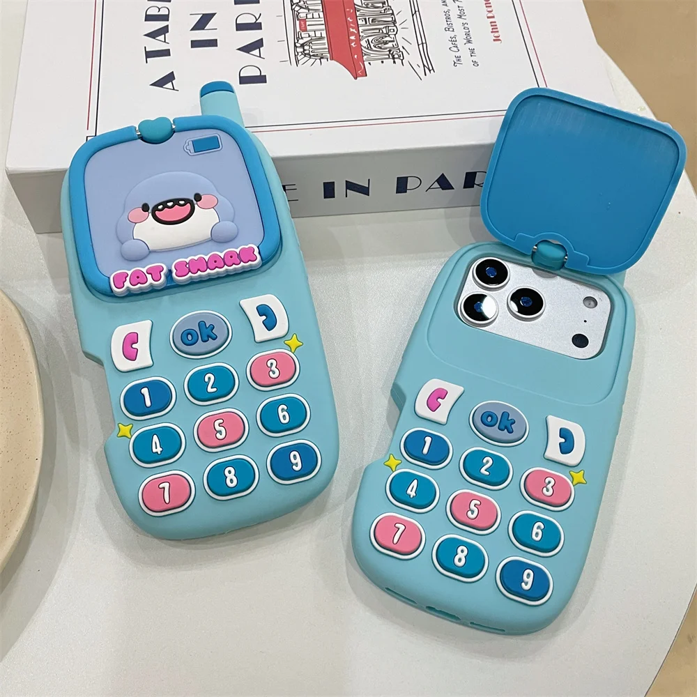 

Cartoon Shark 3D Mobile Phone Case for iPhone 13 14 17 Pro12 Pro Max 15 Plus 16E 17 Cover Cute Silicone Shockproof Fundas Cases