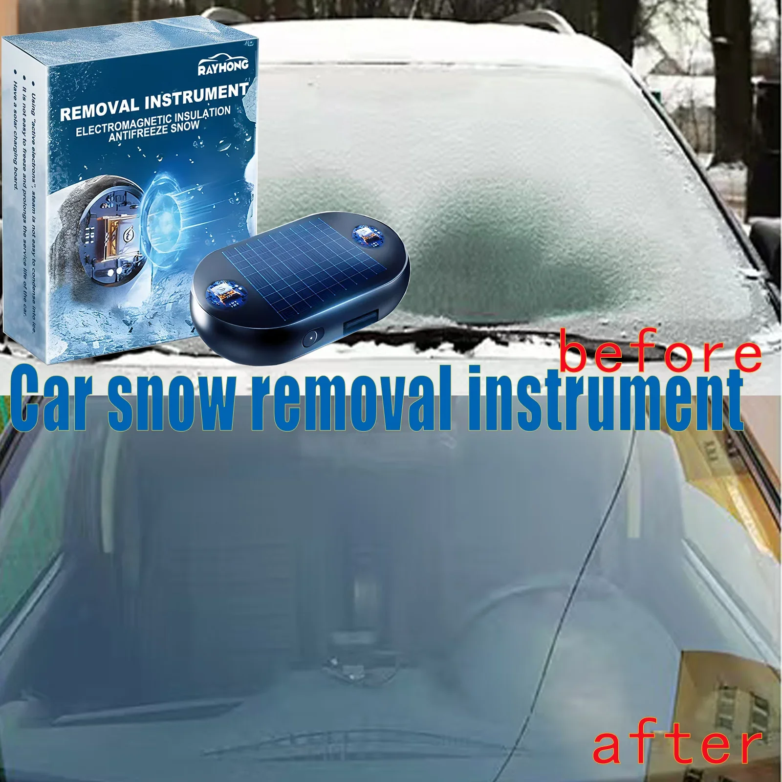 Car Window Glass Anti-ice Snow Remover Solar/USB Antifreeze Snow Removal Instrument 5-12V Winter Deicing Device Car Defroster